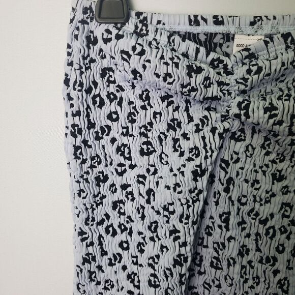 Good American Smocked Leopard Print Mini Skirt Black Blue Size S/M - Picture 4 of 7